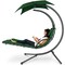 Best Choice Products Hanging Curved Chaise Lounge Chair Swing for Backyard, Patio w/ Pillow, Shade, Stand